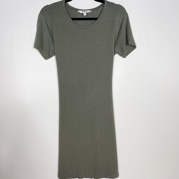 BB Dakota Small S Surplus Green Sunrise Dress Short Sleeve Tie Waist Crew Neck - Picture 1 of 10